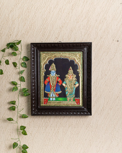 Tanjore Painting - Panduranga-Rukmini - Flat (Gold Foil) - 15x12 inch - WL4074