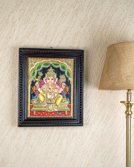 Tanjore Painting - Ganesha - Flat (Gold Foil) - 15x12 inch - WL4079