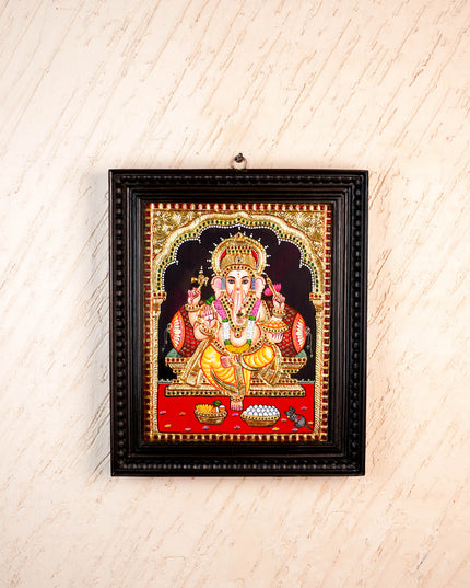 Tanjore Painting - Ganesha - Flat (Gold Foil) - 15x12 inch - WL4079