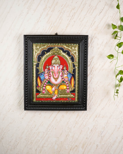 Tanjore Painting - Ganesha - Flat (Gold Foil) - 15x12 inch - WL4079