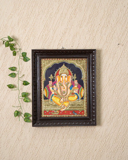 Tanjore Painting - Ganesha - Flat (Gold Foil) - 15x12 inch - WL4079