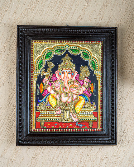 Tanjore Painting - Ganesha - Flat (Gold Foil) - 15x12 inch - WL4079