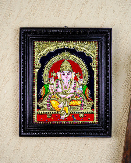 Tanjore Painting - Ganesha - Flat (Gold Foil) - 15x12 inch - WL4079