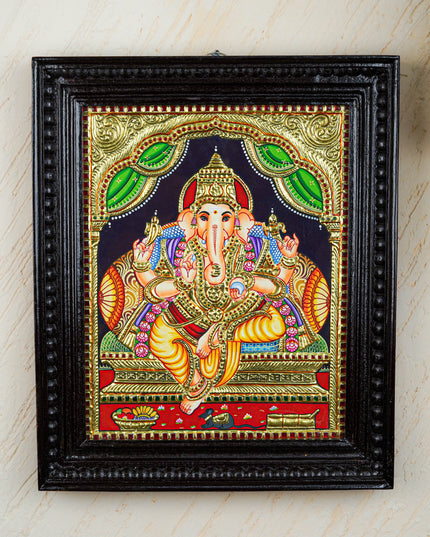 Tanjore Painting - Ganesha - Flat (Gold Foil) - 15x12 inch - WL4079