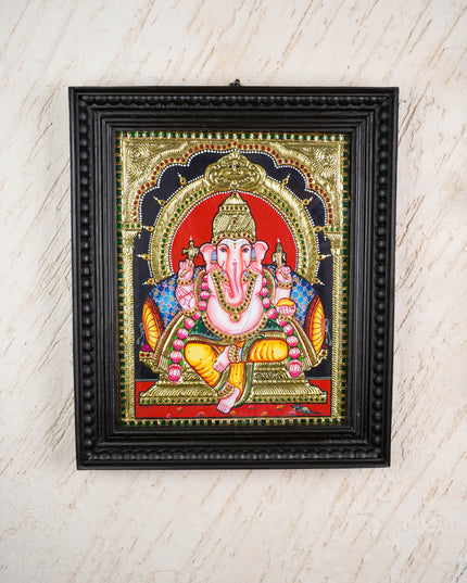 Tanjore Painting - Ganesha - Flat (Gold Foil) - 15x12 inch - WL4079