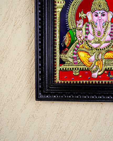 Tanjore Painting - Ganesha - Flat (Gold Foil) - 15x12 inch - WL4079