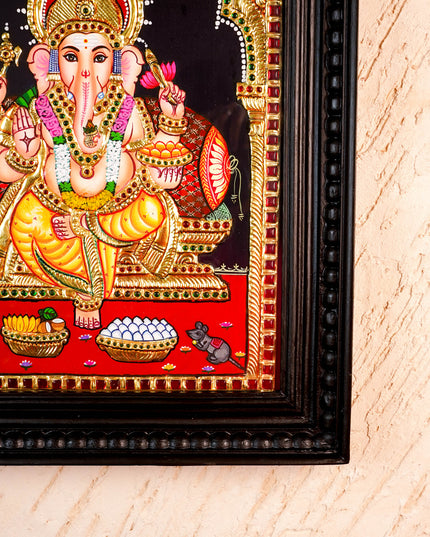 Tanjore Painting - Ganesha - Flat (Gold Foil) - 15x12 inch - WL4079