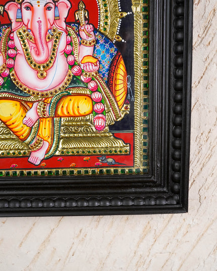 Tanjore Painting - Ganesha - Flat (Gold Foil) - 15x12 inch - WL4079