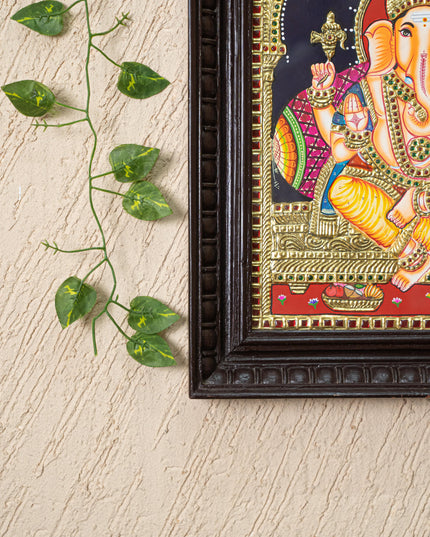 Tanjore Painting - Ganesha - Flat (Gold Foil) - 15x12 inch - WL4079