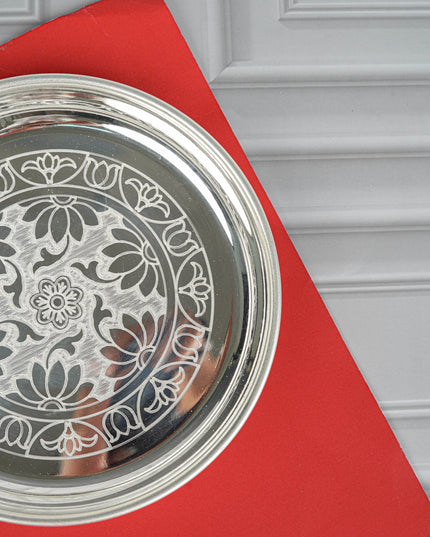 German Silver Engraved Plate - 6 inch - WL4194