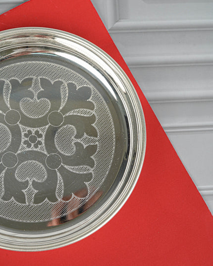 German Silver Engraved Plate - 6 inch - WL4194