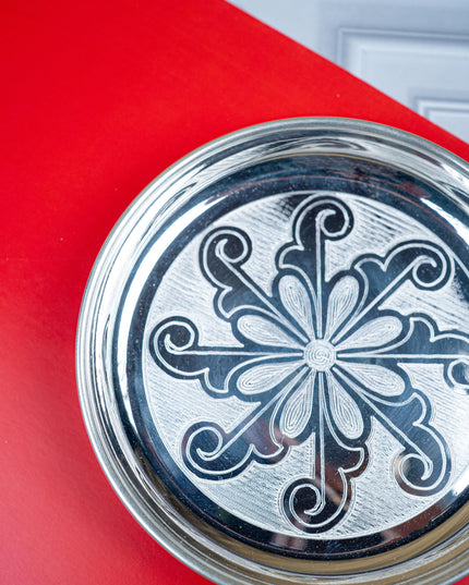 German Silver Engraved Plate - 6 inch - WL4194