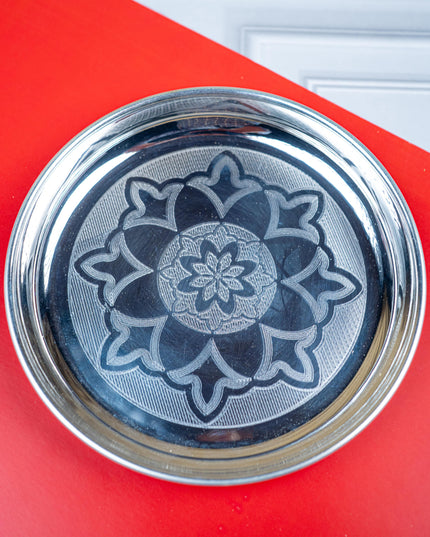 German Silver Engraved Plate - 6 inch - WL4194