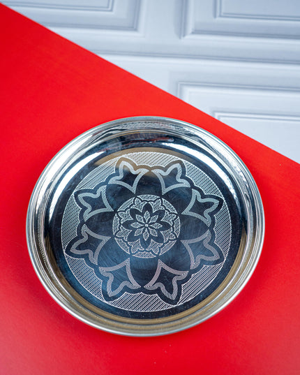 German Silver Engraved Plate - 6 inch - WL4194