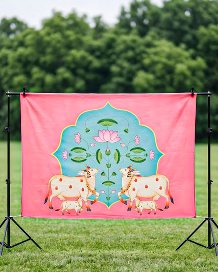 Back Drop - Lotus with Cow Design - WL4215-6
