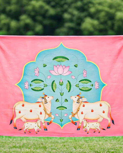 Back Drop - Lotus with Cow Design - WL4215-6