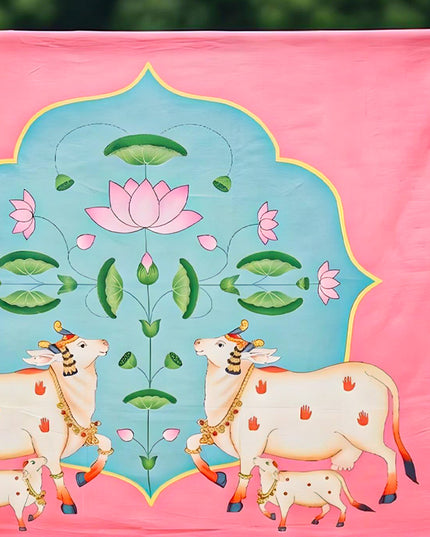 Back Drop - Lotus with Cow Design - WL4215-6