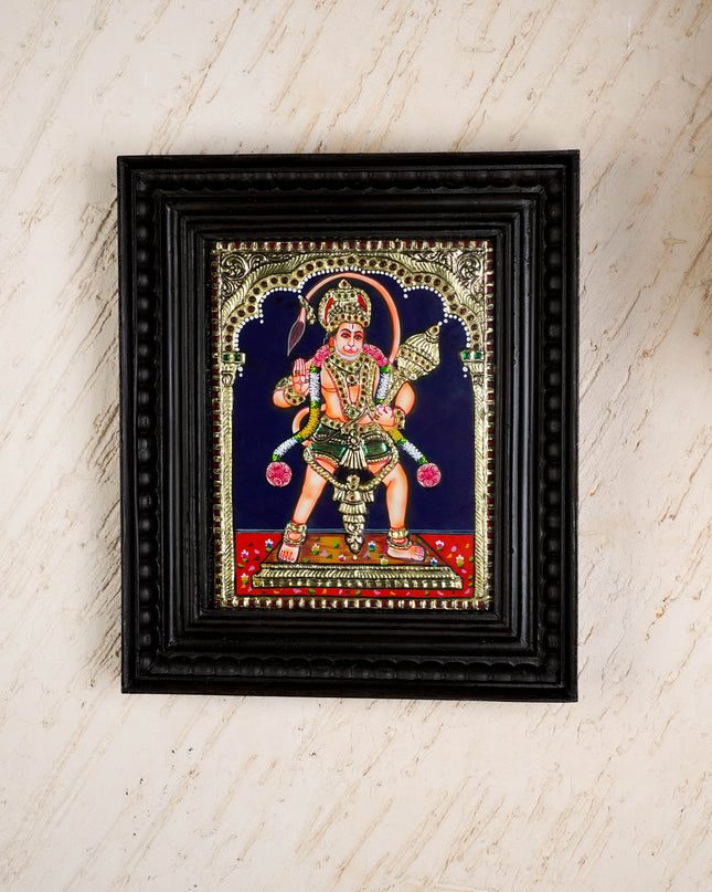 Tanjore Painting - Hanuman - Flat (Gold Foil) - 10x8 inch - WL4259
