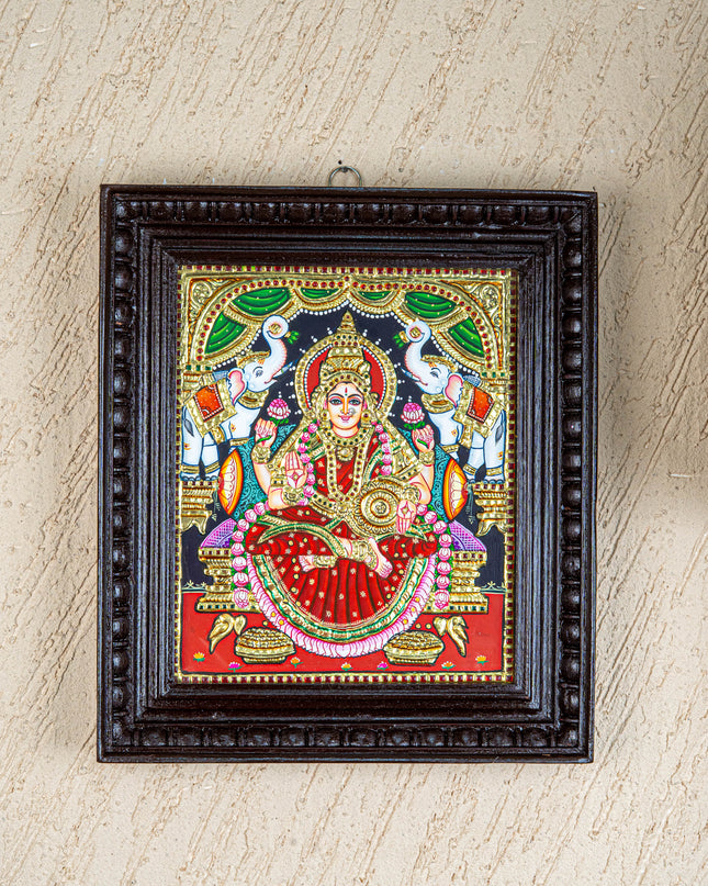 Tanjore Painting - Gajalakshmi - Flat (Gold Foil) - 12x10 inch - WL4262