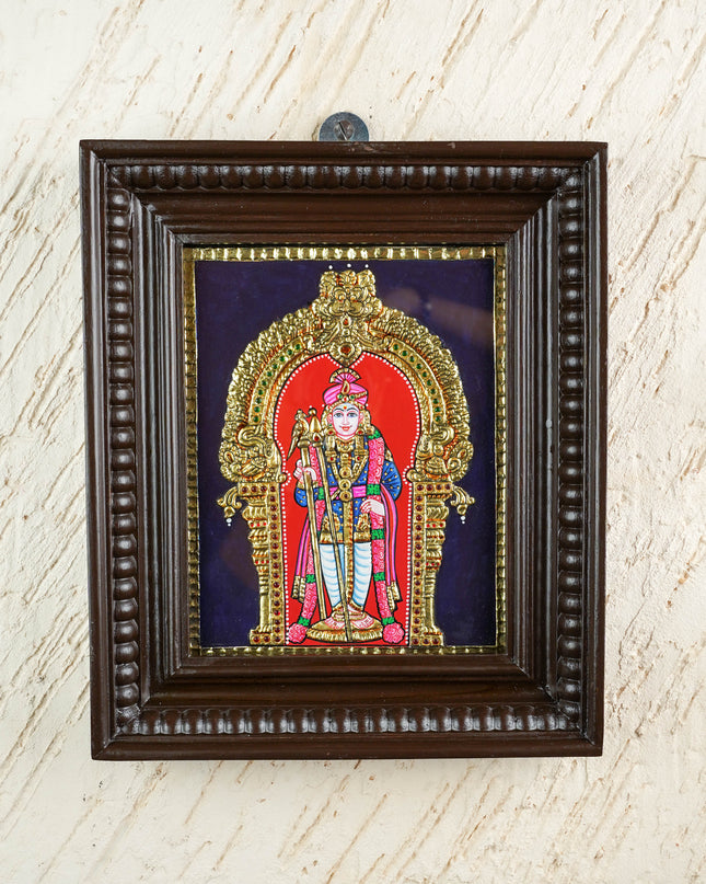 Tanjore Painting - Murugan - Flat (Gold Foil) - 10x8 inch - WL4264