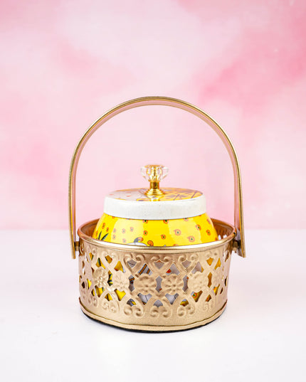 Basket With Tin Jar - WL4318