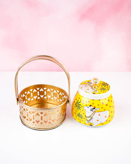 Basket With Tin Jar - WL4318