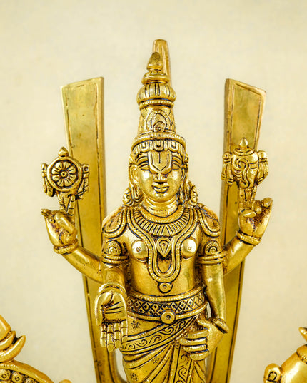 Brass Tirupati Balaji With Shank, Chakra & Nama - WL4365