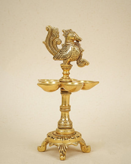 Brass 5 Face Annapakshi Diya With Stand - WL4368