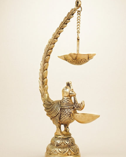 Brass Annapakshi Diya with Hanging Diya - WL4385