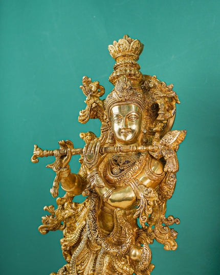 Brass Krishna Radha Figurines - Set of 2 - 30 inch - WL4386-2