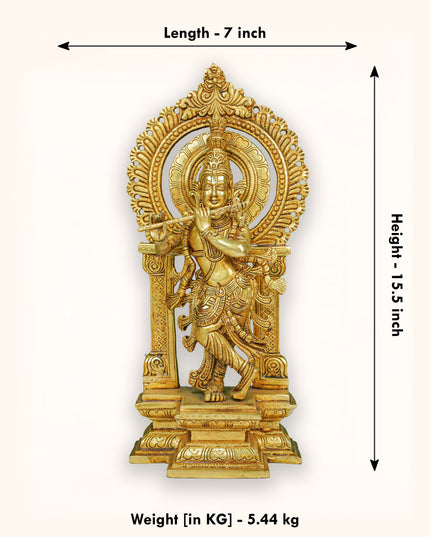 Brass Krishna Idol with Flute - WL4499