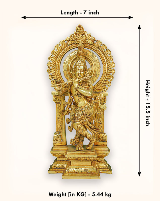 Brass Krishna Idol with Flute - WL4499