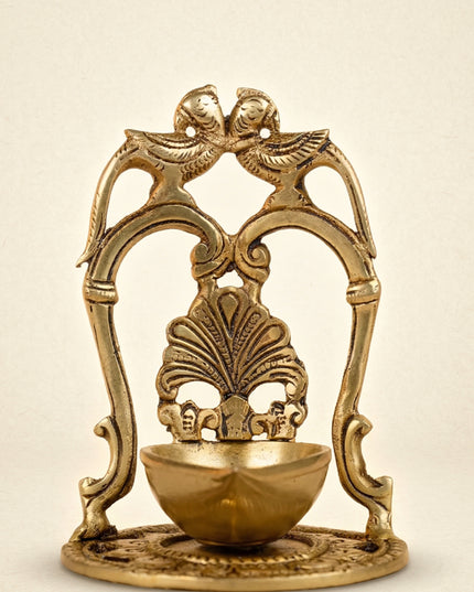 Brass Twin Parrot Diya - WL4503