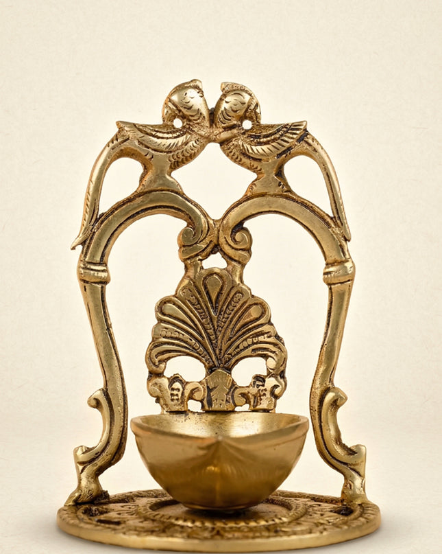Brass Twin Parrot Diya - WL4503