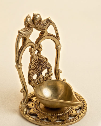 Brass Twin Parrot Diya - WL4503