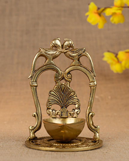 Brass Twin Parrot Diya - WL4503