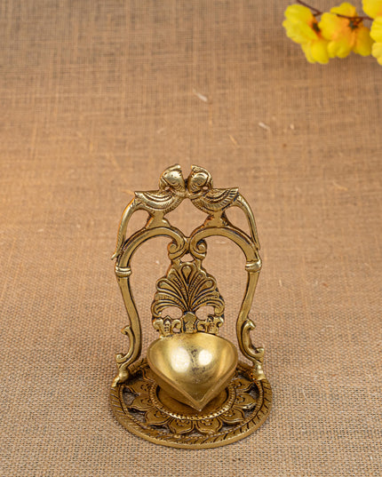 Brass Twin Parrot Diya - WL4503