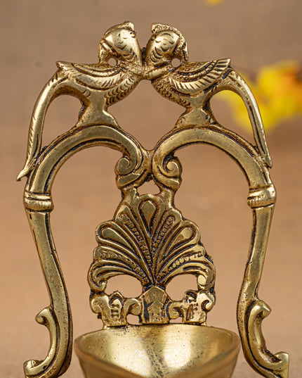 Brass Twin Parrot Diya - WL4503