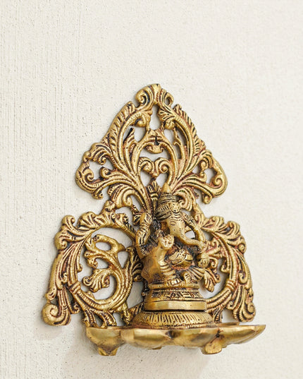 Brass Ganesha Six-Face Wall Hanging Diya - WL4509