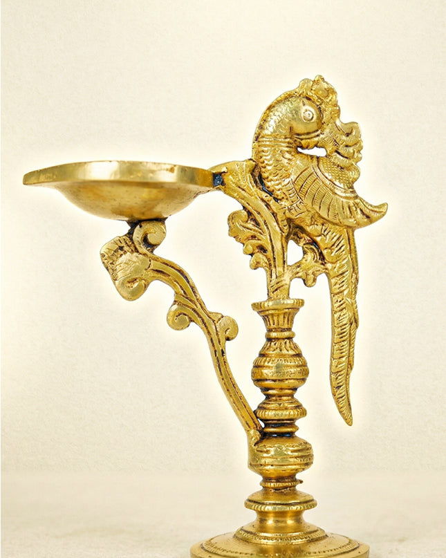 Brass Peacock Diya with Stand - WL4553-1
