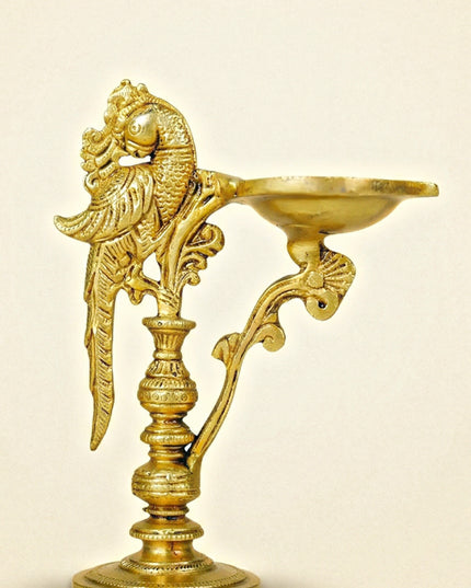 Brass Peacock Diya with Stand - WL4553-1