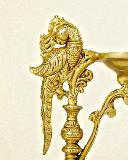 Brass Peacock Diya with Stand - WL4553-1