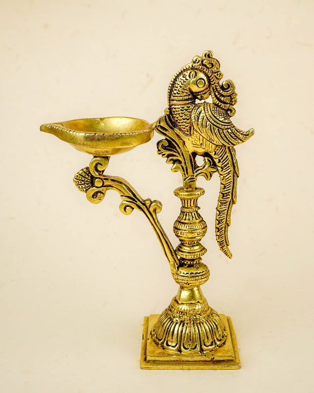 Brass Peacock Diya with Stand - WL4553-2