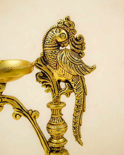 Brass Peacock Diya with Stand - WL4553-2