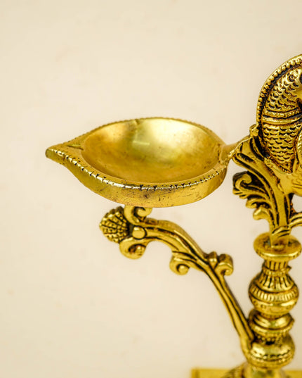 Brass Peacock Diya with Stand - WL4553-2