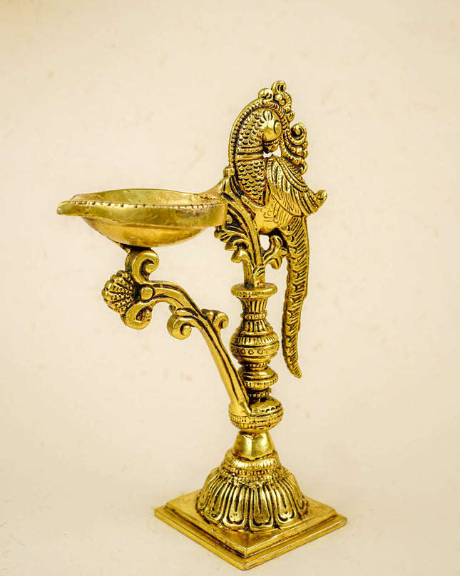Brass Peacock Diya with Stand - WL4553-2