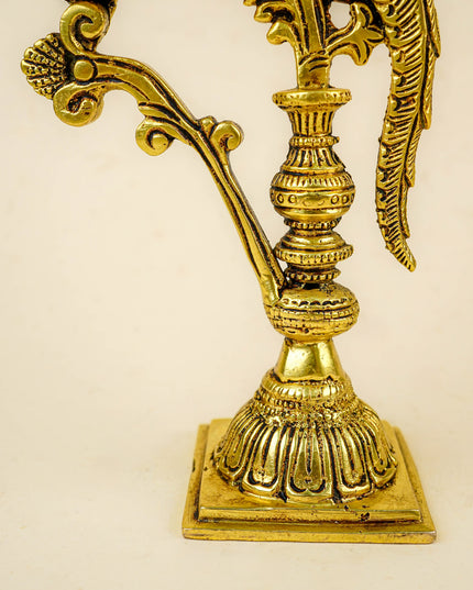 Brass Peacock Diya with Stand - WL4553-2