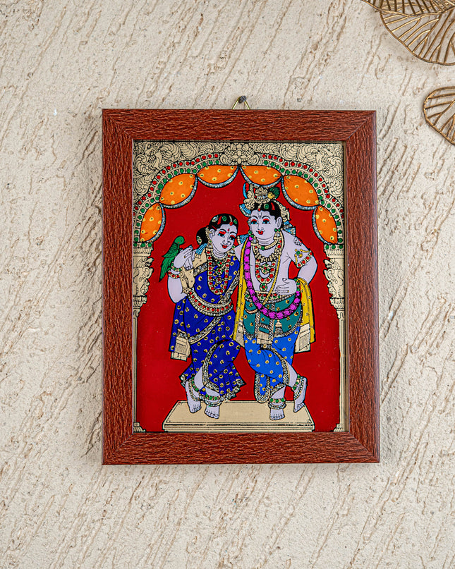 Radha Krishna Glass Reverse Painting Frame - 8 x 6 inch - WL4560-4