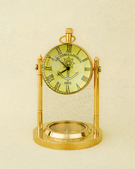 Brass Compass with Clock - WL4574-1