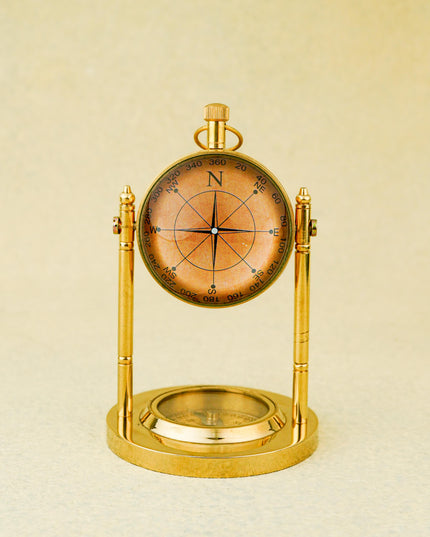 Brass Compass with Clock - WL4574-1